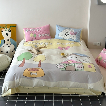 91家纺网 家纺一手货源 找家纺 （总）桃喜 2024新款全棉大版卡通混搭四件套