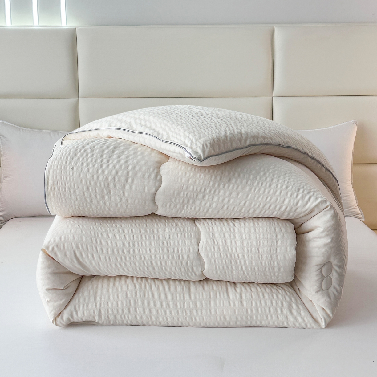 91家纺网 家纺一手货源 找家纺 81号家纺 2024新款轻奢纯色云织纱被子被芯冬被春秋被大豆被 轻奢-白