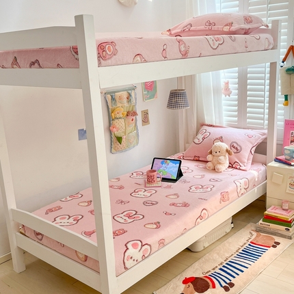 91家纺网 家纺一手货源 找家纺 （总）川悦生活 2024新款雪花绒印花宿舍单床笠系列