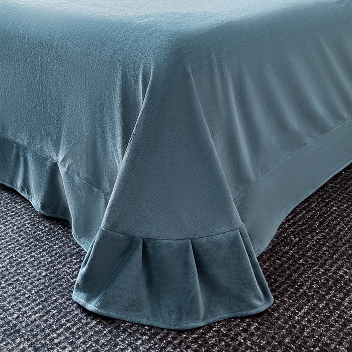 91家纺网 家纺一手货源 找家纺 苏木年华 2024新款无印良品风230克全消光牛奶绒大拼角压线刺绣四件套-塔莉 塔莉-深蓝