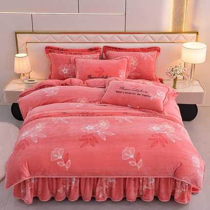 91家纺网 家纺一手货源 找家纺 （总）红宝利 2024新款亲肤牛奶绒印花四件套