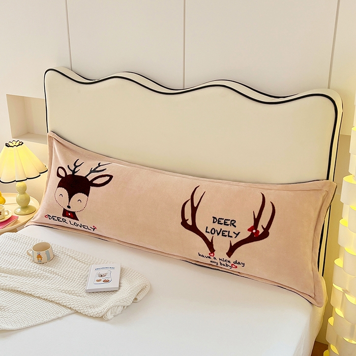 91家纺网 家纺一手货源 找家纺 梦舒羽 2025新款冬季法莱绒枕套牛奶绒1.5m枕头套双人珊瑚绒枕芯套 快乐麋鹿