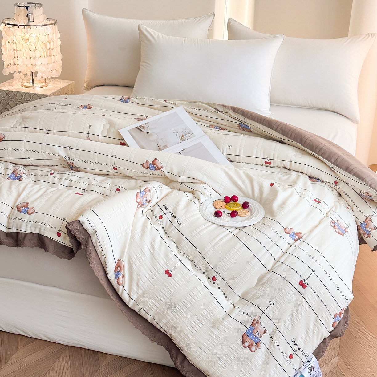 91家纺网 家纺一手货源 找家纺 81号家纺 2024新款云织纱被子被芯冬被春秋被大豆被 晚安熊