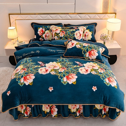 91家纺网 家纺一手货源 找家纺 （总）红宝利 2024新款亲肤牛奶绒印花四件套