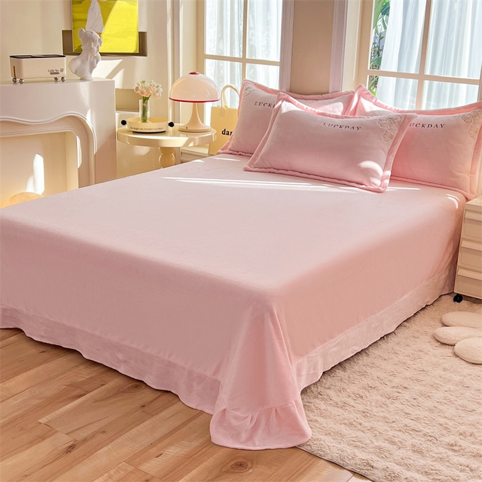 91家纺网 家纺一手货源 找家纺 绒棉世家 2025新款高端牛奶绒刺绣四件套-莫奈花园系列 莫奈花园-粉色