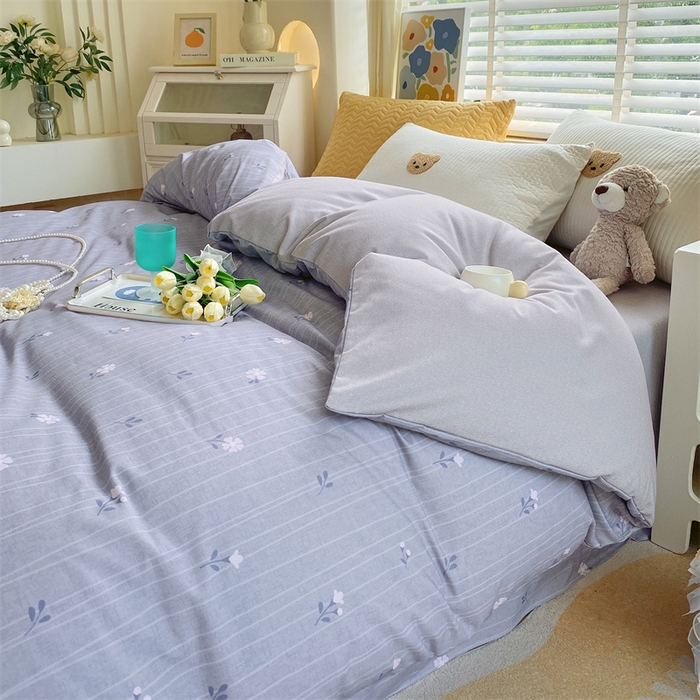 91家纺网 家纺一手货源 找家纺 2024新款AB版.生态磨毛印花系列单被套 花枝