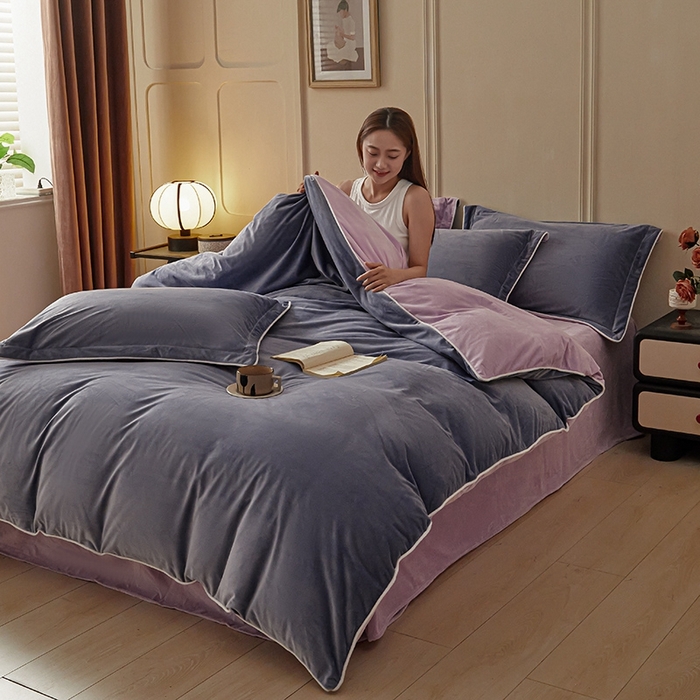 91家纺网 家纺一手货源 找家纺 澳梵家居 澳梵家居 2024新款A类宝宝绒嵌绳款四件套--【雅致系列】 普罗旺斯