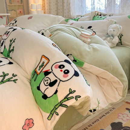 91家纺网 家纺一手货源 找家纺 （总）全季家居 2024新款A类小清新印花牛奶绒高克重加厚保暖被套单件