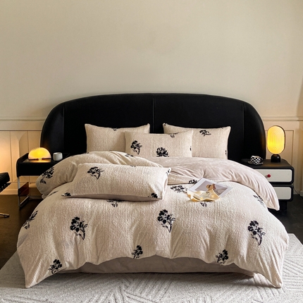 91家纺网 家纺一手货源 找家纺 （总）2024新款立体浮雕保暖加厚牛奶绒四件套