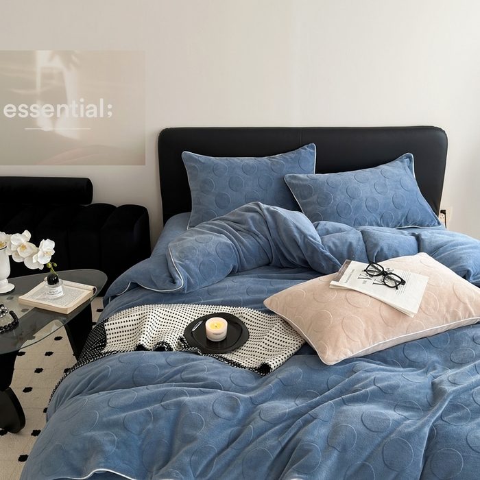 91家纺网 家纺一手货源 找家纺 （总）潘朵拉家纺 2024新款雕花波点系列牛奶绒四件套