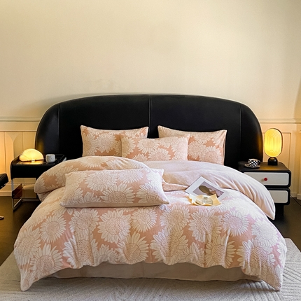 91家纺网 家纺一手货源 找家纺 （总）2024新款立体浮雕保暖加厚牛奶绒四件套