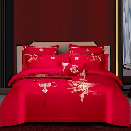 91家纺网 家纺一手货源 找家纺 （总）蒂爵 全棉纯棉长绒棉时尚小红书爆款刺绣婚庆四件套多件套
