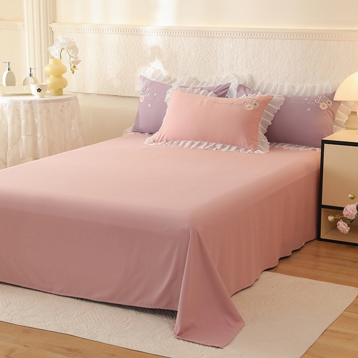 91家纺网 家纺一手货源 找家纺 艾米家居 2025新款秋冬加厚铂金磨毛刺绣花边四件套-花涧 花涧-豆沙