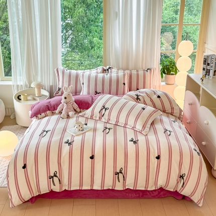 富之航家纺 2024新款高克重小清新牛奶绒四件套 小确幸