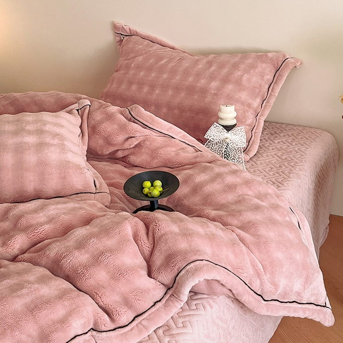 91家纺网 家纺一手货源 找家纺 欧邦 新款A类泡泡绒牛奶绒单被套夹棉床盖单品可组合 泡泡豆沙