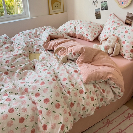 91家纺网 家纺一手货源 找家纺 （总）芷凡 2024新款A类双层纱水洗棉麻茶萃棉四件套