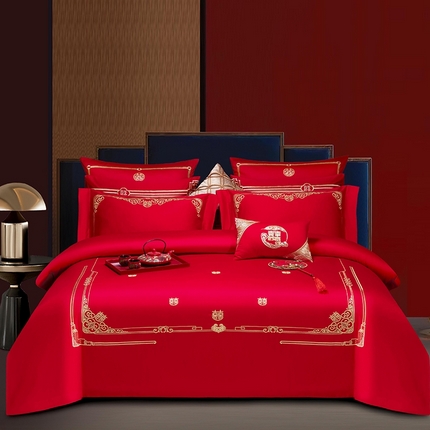 91家纺网 家纺一手货源 找家纺 （总）蒂爵 全棉纯棉长绒棉时尚小红书爆款刺绣婚庆四件套多件套