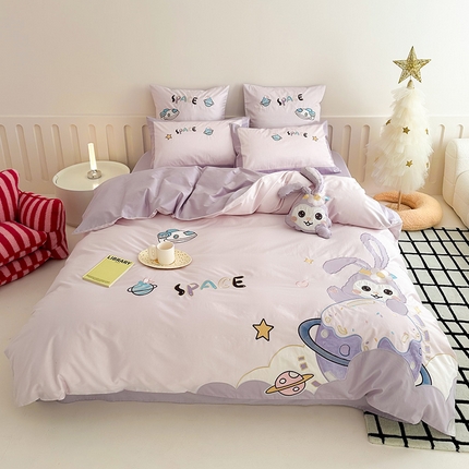 91家纺网 家纺一手货源 找家纺 （总）2024新款100支澳棉独家专版四件套--奶油兔