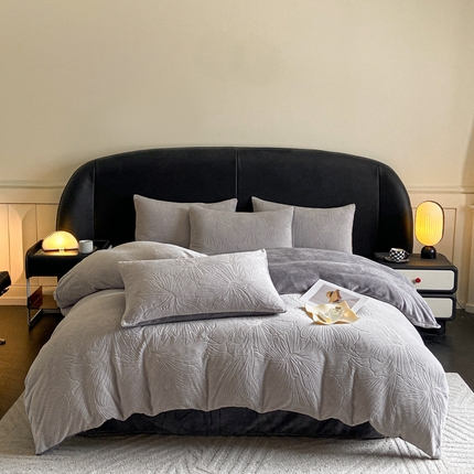 91家纺网 家纺一手货源 找家纺 （总）2024新款立体浮雕保暖加厚牛奶绒四件套