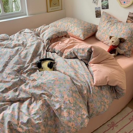 91家纺网 家纺一手货源 找家纺 （总）芷凡 2024新款A类双层纱水洗棉麻茶萃棉四件套