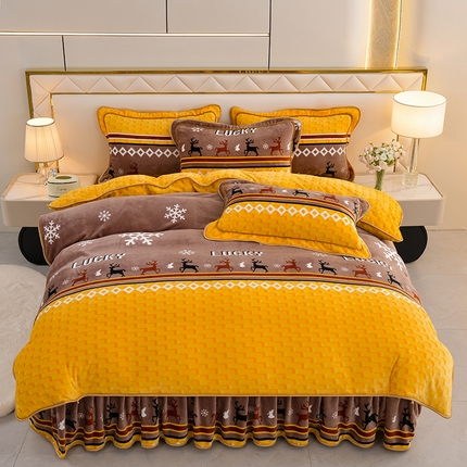 91家纺网 家纺一手货源 找家纺 （总）红宝利 2024新款亲肤牛奶绒印花四件套