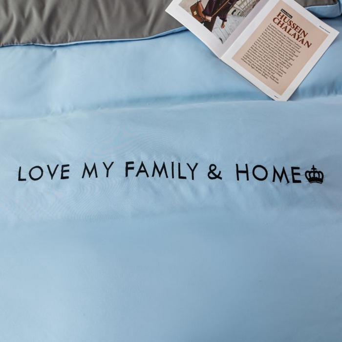 91家纺网 家纺一手货源 找家纺 梓依家纺 2024新款AB版磨毛刺绣四件套 天空蓝