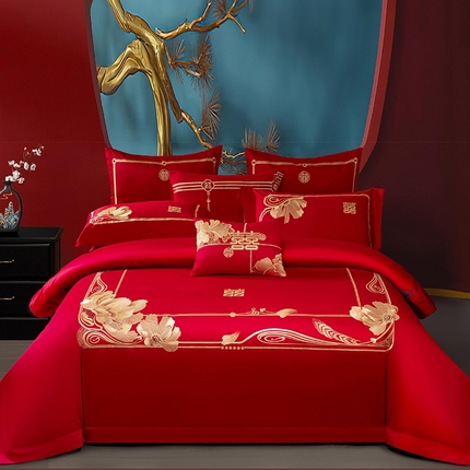 91家纺网 家纺一手货源 找家纺 （总）蒂爵 全棉纯棉长绒棉时尚小红书爆款刺绣婚庆四件套多件套