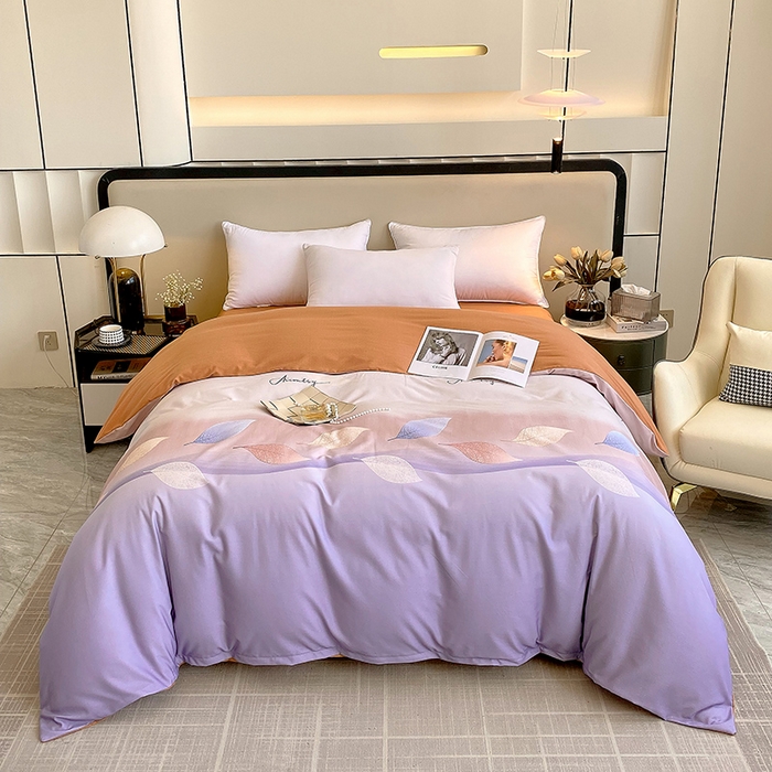 91家纺网 家纺一手货源 找家纺 梧桐树 2025新款加厚磨毛单被套 轻叶漫舞