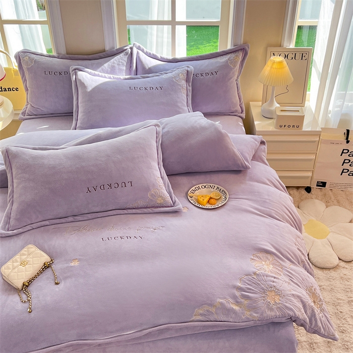 91家纺网 家纺一手货源 找家纺 （总）绒棉世家 2025新款高端牛奶绒刺绣四件套-莫奈花园系列