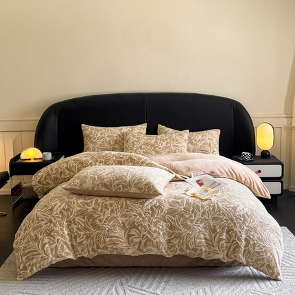 91家纺网 家纺一手货源 找家纺 （总）2024新款立体浮雕保暖加厚牛奶绒四件套