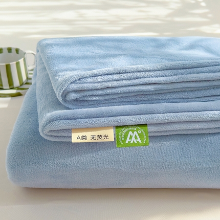 2024新款高克重牛奶绒单床笠系列 雾蓝床笠