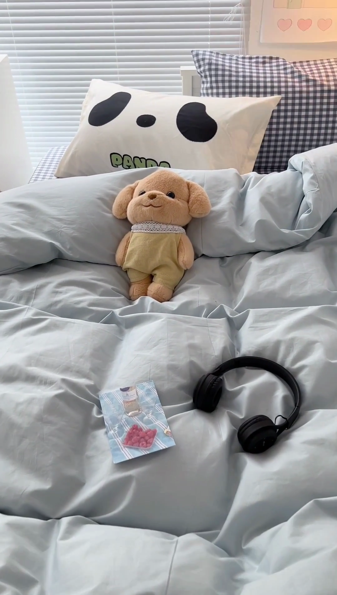 91家纺网 家纺一手货源 找家纺 2024新款全棉纯色大版枕套混搭款四件套 蓝莓牛乳