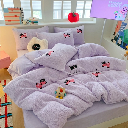 91家纺网 家纺一手货源 找家纺 （总）2025新款高克重加厚羊羔绒牛奶绒四件套