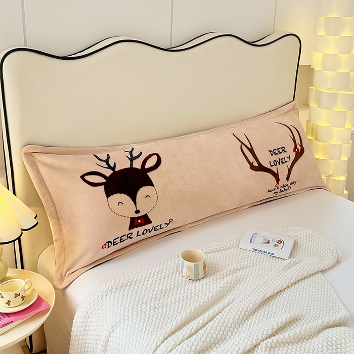 91家纺网 家纺一手货源 找家纺 梦舒羽 2025新款冬季法莱绒枕套牛奶绒1.5m枕头套双人珊瑚绒枕芯套 快乐麋鹿