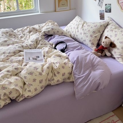 91家纺网 家纺一手货源 找家纺 （总）芷凡 2024新款A类双层纱水洗棉麻茶萃棉四件套