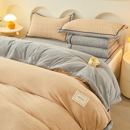 91家纺网 家纺一手货源 找家纺 （总）爱思凯家纺 2025新款【成人】简溪系列-新棉绒床褥四件套