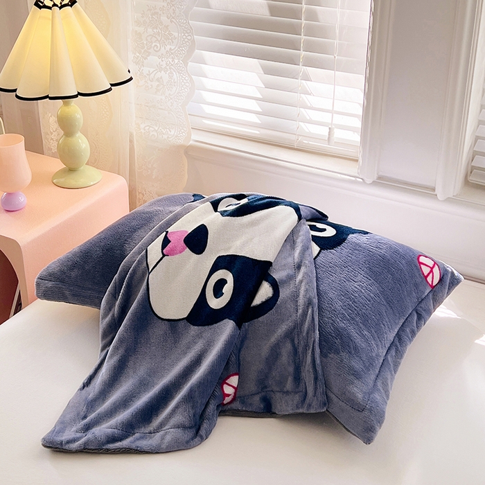 91家纺网 家纺一手货源 找家纺 梦舒羽 2025新款冬季法莱绒枕套牛奶绒枕头套单人宿舍珊瑚绒枕芯套 二哈