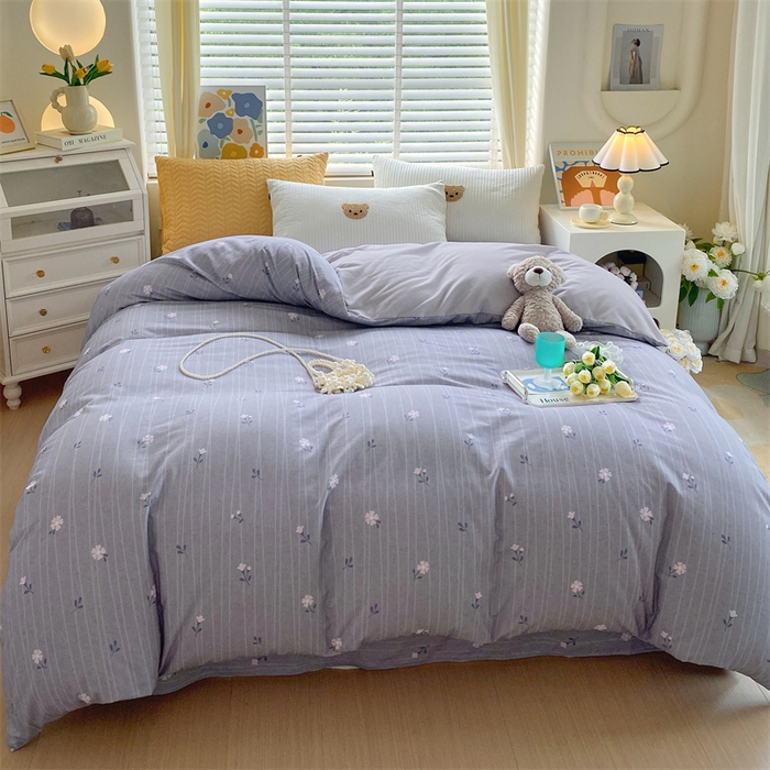 91家纺网 家纺一手货源 找家纺 2024新款AB版.生态磨毛印花系列单被套 花枝