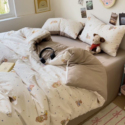 91家纺网 家纺一手货源 找家纺 （总）芷凡 2024新款A类双层纱水洗棉麻茶萃棉四件套