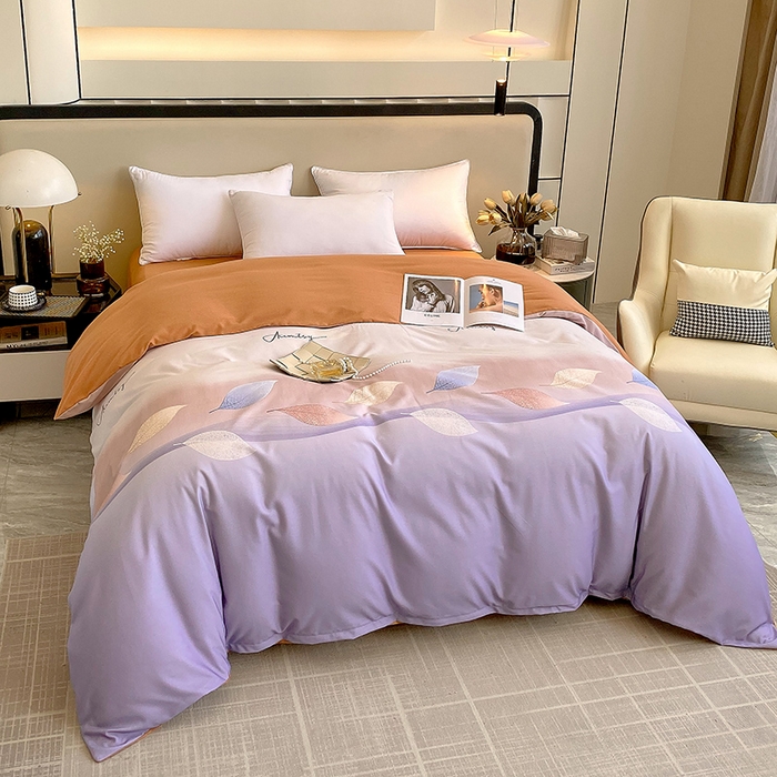 91家纺网 家纺一手货源 找家纺 梧桐树 2025新款加厚磨毛单被套 轻叶漫舞