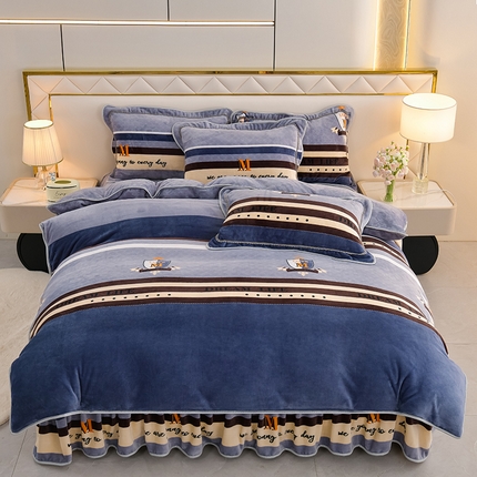 91家纺网 家纺一手货源 找家纺 （总）红宝利 2024新款亲肤牛奶绒印花四件套