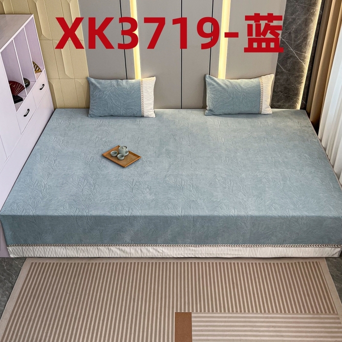 91家纺网 家纺一手货源 找家纺 2024新款雪尼尔复合炕盖-XK系列 XK3719-蓝