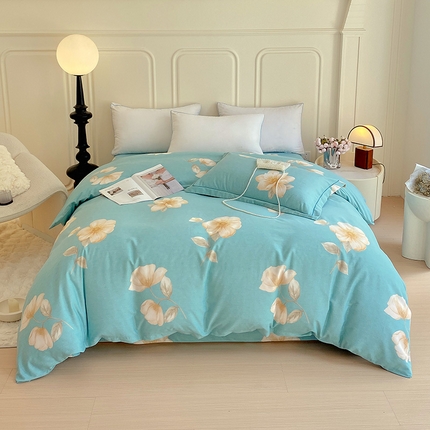 91家纺网 家纺一手货源 找家纺 梧桐树 2025新款加厚磨毛单被套 早安心语 兰