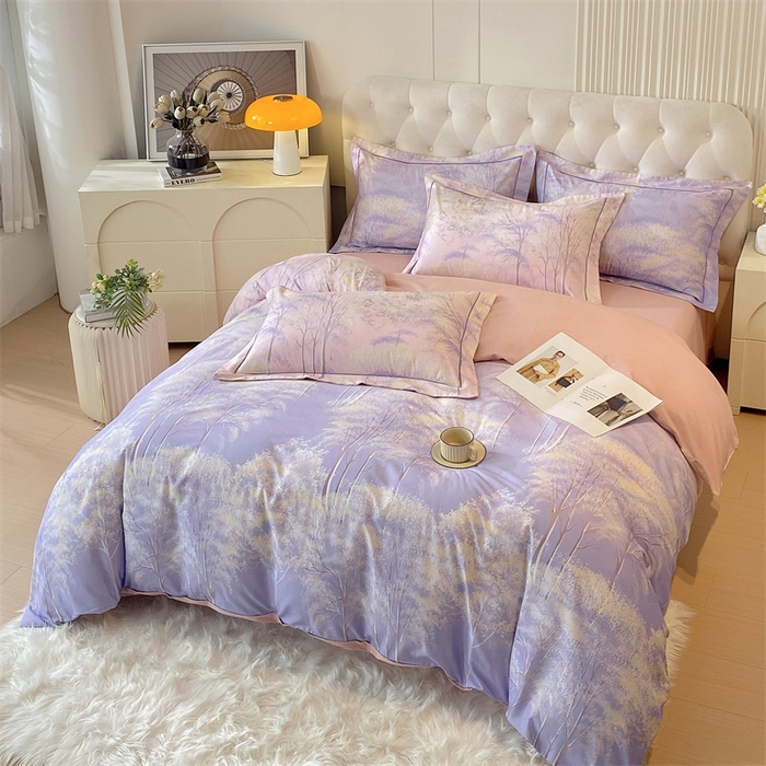 91家纺网 家纺一手货源 找家纺 2024新款AB版.生态磨毛印花系列四件套 琦景