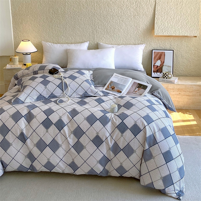 91家纺网 家纺一手货源 找家纺 2024新款AB版.生态磨毛印花系列单被套 灵动-兰