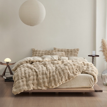 91家纺网 家纺一手货源 找家纺 （总）简纯主义 2025新款托卡獭兔绒四件套-风格一