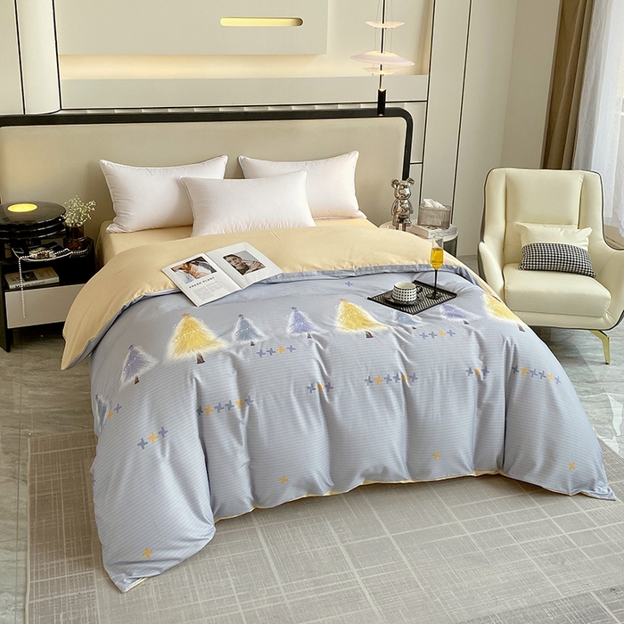 91家纺网 家纺一手货源 找家纺 梧桐树 2025新款加厚磨毛单被套 林间小路