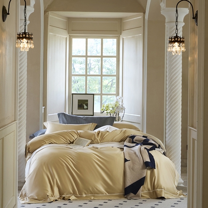 91家纺网 家纺一手货源 找家纺 （总）2024新款东帝兴140支双经双纬长绒棉拼角嵌条四件套送精品礼盒包装