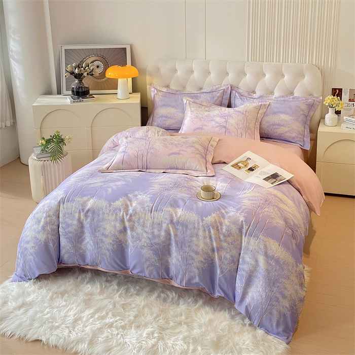 91家纺网 家纺一手货源 找家纺 2024新款AB版.生态磨毛印花系列四件套 琦景