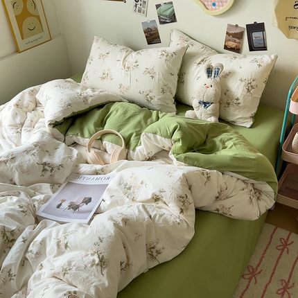 91家纺网 家纺一手货源 找家纺 （总）芷凡 2024新款A类双层纱水洗棉麻茶萃棉四件套